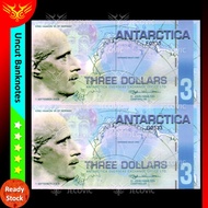 Uncut X2 Polymer ANTARCTICA 3 Dollar 2008 2nd Version, Uang Asing