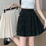 Summer New Chinese Style Chinese Style Pleated Skirt Plus Size Fat MM Elastic Waist High Waist Jacqu