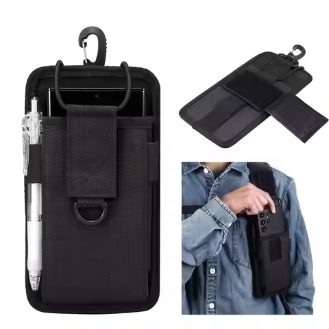 Oxford Cloth Hanging Shoulder Strap Phone Bag Pouch Waist Bag with Mountain Buckles for 4.7-7.2"Cell