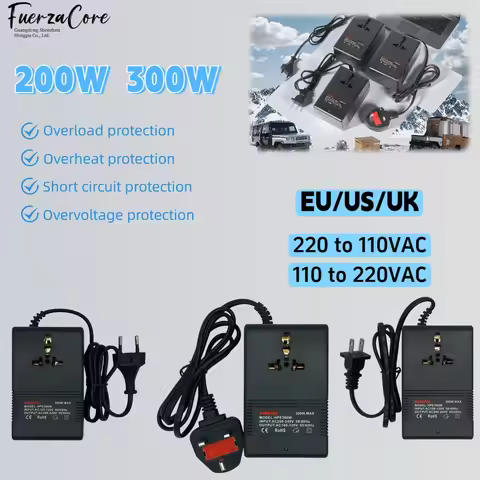 New 200W/300W 220 to 110VAC/110 to 220VAC Power Adapter with EU/US/UK Plug for Electronics and Trave