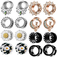 8 Pairs Ear Gauges For Women Black Internally Flare Earrings Plugs Gauges For Ear Stainless Steel Pl
