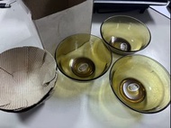 【碗盤器皿】Royalex Indonesia 印尼 黃金色 琥珀色 玻璃 強化碗 飯碗 沙拉 點心 水果 甜湯 3入1組 居家生活 餐廚 全新