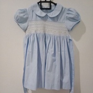 Preloved smocked dress anak lightblue 4years almost new