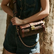 路易威登LV 老花拼色Papillon trunk巴比龍圓桶包 雙肩帶多種用法肩背包