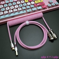 Custom Aviation Plug Keyboard Data Cable Hot Pink