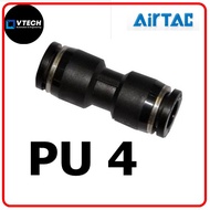 Air Tac Tube-to-Tube Pneumatic Fitting Push In 4 mm to Push In 4 mm, PU Series, 14 bar PU 4 -vtechau