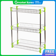 Mobile Stainless Steel 3-Tier Kitchen Shelf Dish Drying Rack Kitchen Storage