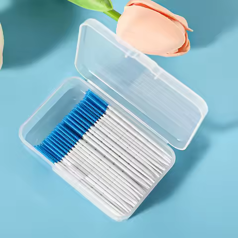 200 Pcs/Box Silicone Interdental Brushes Super Soft Dental Cleaning Brush Dental Floss Double-headed