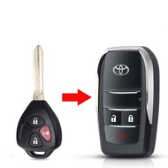 กุญแจรีโมท Toyota ที่ใส่กุญแจพับ เคสรีโมตกุญแจรถยนต์ แบบฝาพับ 4 ปุ่ม สําหรับ Toyota Vios Wish Altis Camry Commuter...