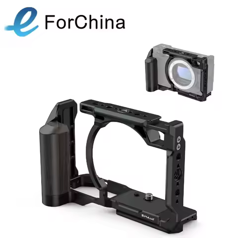 For Nikon ZR PULUZ Wood Handle Metal Camera Cage Expansion Frame