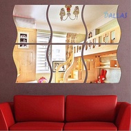 [DL]6Pcs Wall Sticker Removable 3D Decoration Mirror Effect DIY Mirror Wall Sticker for Home