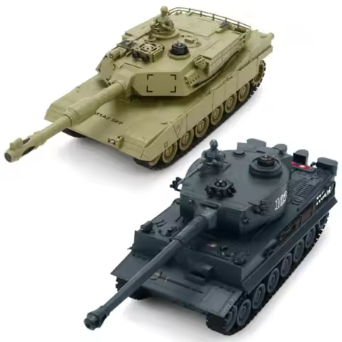 1/28 Scale RC Battle Tank Set with Infrared Shoot Sounds and Lights for Aged 6 to 12 M1A2 Abrams and