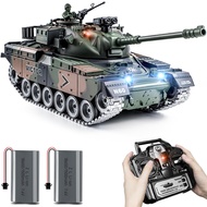 RC Tank, 1:18 Alloy Metal US M60 Remote Control Army Model Toys, 2.4Ghz RC Vehicle with Realistic Sm
