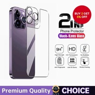 2-in-1 Tempered Glass for Iphone 16, 15, 14, 13, 12, 11 Pro Max & Xr: Protects The Back and Camera L