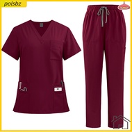 polsbz Women Medical Scrubs Set Nurse Uniform Suit 2-piece Medical Scrubs Set for Nurses Doctors V-n