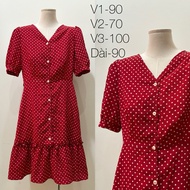 Vintage red 2-hand chiffon dress A24