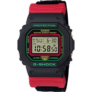 CASIO 卡西歐 G-SHOCK 紅武士 帆布錶帶手錶(DW-5600THC-1)