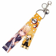 Anime Collection Tanjirou Nezuko Kochou Shinobu Lanyard Hanging Key Chain Holder Demon Slayer Keychain with Bell