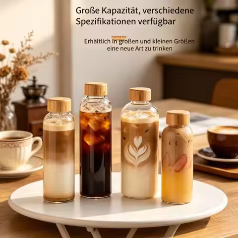 1pc Borosilicate Glass Bottles with Bamboo Lids Are Reusable Leak-proof and Heat-Resistant for Trave