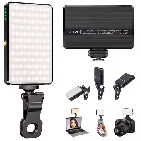 Bafang LED Selfie Light 3000Mah 120 LED Rechargeable Phone Light Clip 3 Light Modes Ring Light for P