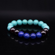 สร้อยข้อมืออัญมณีมงคลประดับพลอยเทอควอยซ์(Turquoise) ลาพิส ลาซูลี (Lapis lazuli) และพลอยโกเมน(Garnet)