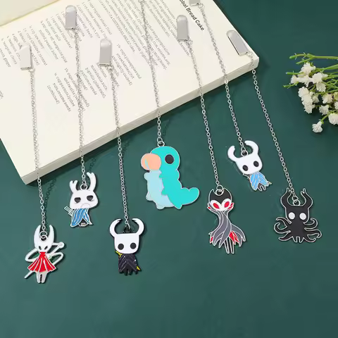 Empty cool knight character metal bookmarks/bookcase 7-piece set - game style reading mark fans, ani