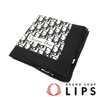 Dior Trotter絲巾，100%真絲，女士，黑/白[二手]