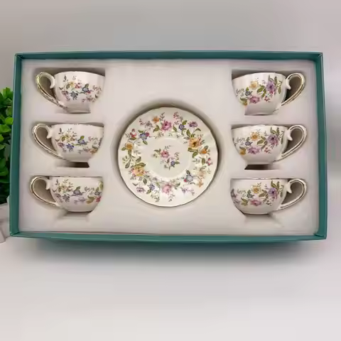 European style floral afternoon tea, exquisite European style pumpkin cup, espresso cup, plate 90ml