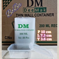PPC 1 Dus Thinwall DM 200ML Container kotak Persegi