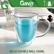 450ml Double Wall Handle Glass Coffee Drinking Glass 450ml Drinking Glass 450