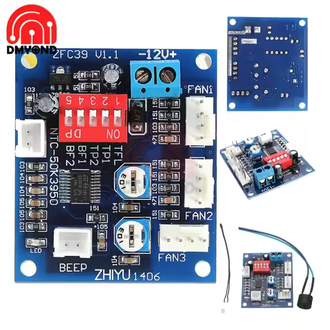 DC 12V 4 Wire High-Temp Fan Temperature Control Speed Controller CPU Module Temperature Alarm PWM PC