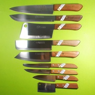 มีดทำครัว Kiwi ชุด 9 เล่ม 504 503 501 502 173 172 830 248 288 ใบมีดสแตนเลสไม่เป็นสนิมด้ามไม้สวยงาม มีดปอกทุเรียน Kiwi set 9 pcs Chef Knife Wood Handle Stainless Steel Durian