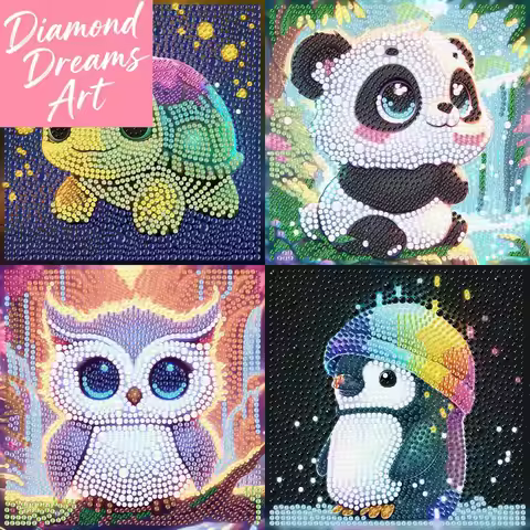 Frameless,Cartoon Animal Crystal Diamond Painting Bright Diamond Sticker Drawing Children's Handmade