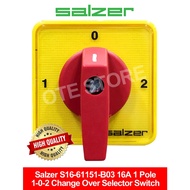 Salzer S16-61151-B03 16A 1 Pole 1-0-2 Change Over Selector Switch (48mm x 48mm)