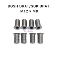 BOSH Threaded Socket Thread M12+3M8 Length 21mm (outer thread m123.51.25 inner thread m83.51.25)