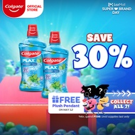 Colgate Plax Antibacterial Mouthwash - Peppermint No-Alcohol Long-Lasting Freshness Twin Pack 1L