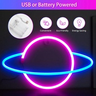 1pc Planet Neon Sign Decorative Light, Saturn Shaped Neon Lamp, Battery Or USB Powered Dual Power Fo