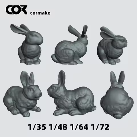 3D Resin Miniature Rabbit Animal Scale Model Kit, Architectural Building Diorama Sand Table Decor Fi