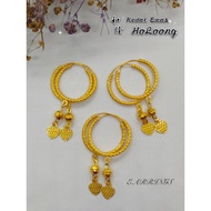 ANTING ANTING BULAT GANTUNG LOVE EMAS 916《EARRINGS》