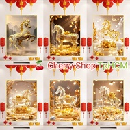 Painting "Golden Horse" printed in color, size A4 20x30 cm (no frame included)