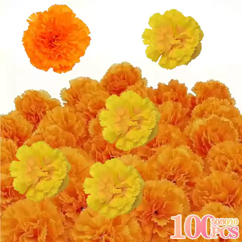 10-100PCS Artificial Carnation Marigold Flowers Heads for Halloween Decor Day of the Dead Mexican In