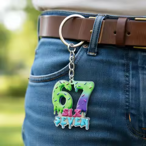 6Pcs 67 Six Seven Keychains, Funny 6 7 Meme Party Favors Charm Backpack Bag Accessory, Birthday Gift