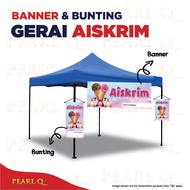 Banner Makanan Aiskrim Kon Bunting Ice cream scoop cone Aiskrim Malaysia Gerai Pasar Malam Bazaar Ra