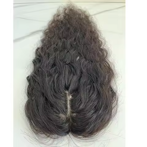 2CM PU Silk Base Human Hair Topper with 4 Clips In Hair Topper Loose Wave Virgin European Human Hair