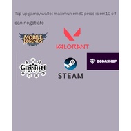 TOP UP , VALORANT , GENSHIN IMPACT , MOBILE LENGEND , STEAM WALLET AND CODA SHOP GAME