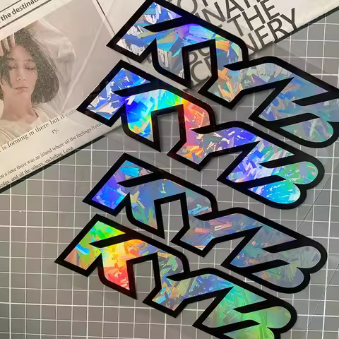 2PCS KYB Motorcycle Fork Stickers - Iridescent & Silver Styles, Ideal for Decoration