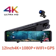 S19 12 inch IPS Car Rearview Mirror 4K DVR Camera GPS Navigation Sony IMX415 Ultra HD 2160P WIFI Dash Cam Video Recorder