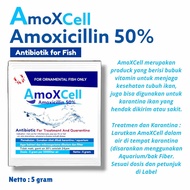 amoxcell 5gr amoxicillin 50% obat karantina ikan antibiotik untuk ikan hias ikan predator