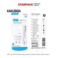 RIGID KSC-1617 18W USB to Type C Fast Charger with Cable Adapter 18W Charger + Data Cable