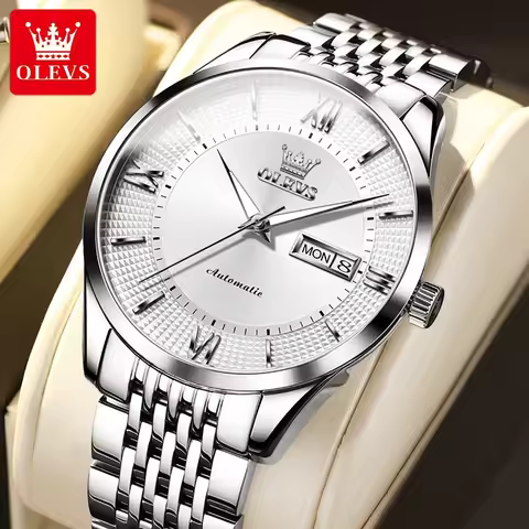 OLEVS Brand Watch Steel Strip Luminous Fully Automatic Mechanical Watch Waterproof Double Calendar M